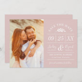 Moderne Rustic Typografie Foto Opslaan Datum Uitno Kaart (Voorkant / Achterkant)