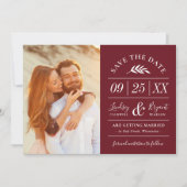 Moderne Rustic Typografie Foto Opslaan Datum Uitno Kaart (Voorkant)