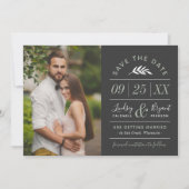 Moderne Rustic Typografie Foto Opslaan Datum Uitno Kaart (Voorkant)