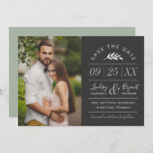 Moderne Rustic Typografie Foto Opslaan Datum Uitno Kaart (Voorkant / Achterkant)