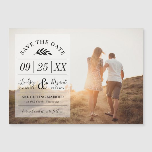 Moderne Rustic Typografie Foto slaat de datum op (Voorkant)