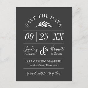 Moderne Rustic Typografie Foto slaat de datum op Aankondigingskaart