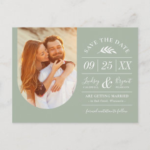 Moderne Rustic Typografie Foto slaat de datum op Aankondigingskaart