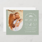 Moderne Rustic Typografie Foto slaat de datum op Aankondigingskaart (Voorkant / Achterkant)