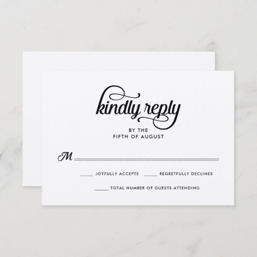 Moderne Rustic Typography Wedding RSVP Kaart (Voorkant / Achterkant)
