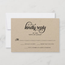 Moderne Rustic Typography Wedding RSVP Kaart