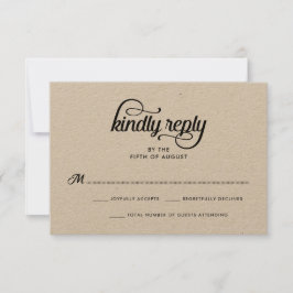 Moderne Rustic Typography Wedding RSVP Kaart
