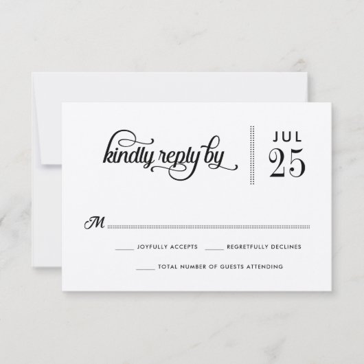 Moderne Rustic Typography Wedding RSVP Kaart (Voorkant)