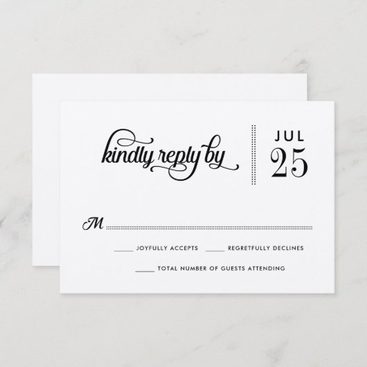 Moderne Rustic Typography Wedding RSVP Kaart (Voorkant / Achterkant)