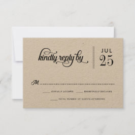 Moderne Rustic Typography Wedding RSVP Kaart