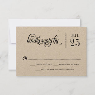 Moderne Rustic Typography Wedding RSVP Kaart