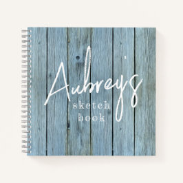 Moderne Rustic Washed Wood Script Typografie Schet Notitieboek