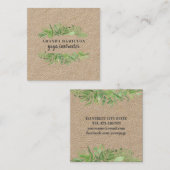 Moderne RUSTIC Waterverf wilde weide groen geblade Vierkante Visitekaartje (Voorkant / Achterkant)