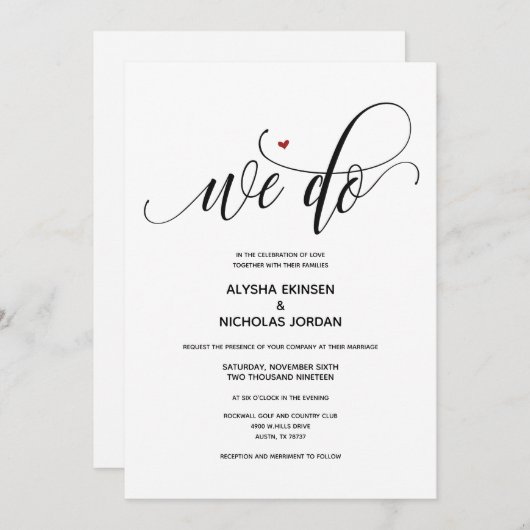 Moderne Rustic We Wedding Kaart (Voorkant / Achterkant)