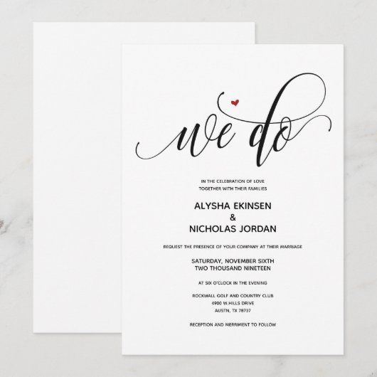 Moderne Rustic We Wedding Kaart (Voorkant / Achterkant)