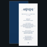 Moderne Rustic Weddenschap-menu Menu<br><div class="desc">Moderne Rustic Wedding Elopement Kaart. Eenvoudig aan te passen en aan uw behoeften aan te passen,  en uw gasten zullen enthousiast zijn wanneer zij deze perfecte en stijlvolle menu van het diner zien. (Navy Blue-thema)</div>