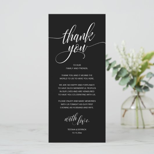 Moderne Rustic Wedding Reception Hartelijk dank Programmakaart (Staand voorkant)