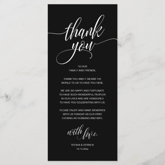 Moderne Rustic Wedding Reception Hartelijk dank Programmakaart (Voorkant)