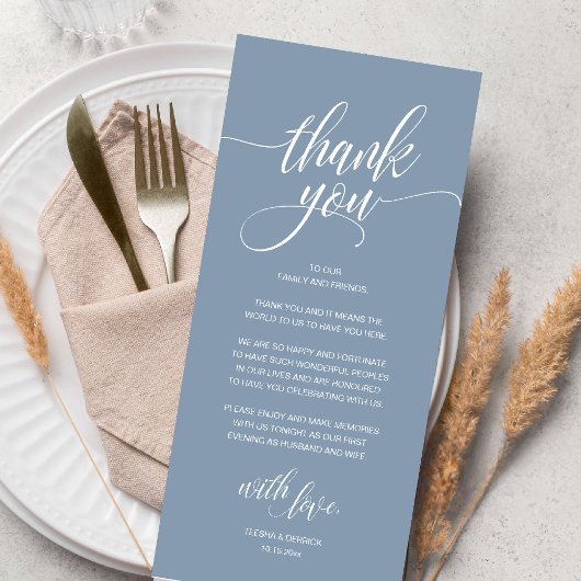 Moderne Rustic Wedding Reception Hartelijk dank Programmakaart