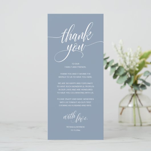 Moderne Rustic Wedding Reception Hartelijk dank Programmakaart (Staand voorkant)