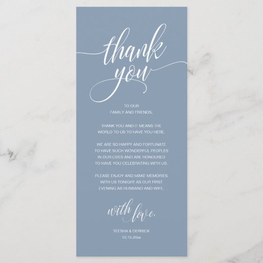 Moderne Rustic Wedding Reception Hartelijk dank Programmakaart (Voorkant)