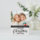 Moderne Rustic Wood Familie Foto Kerstmis Kaart (Staand voorkant)