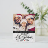 Moderne Rustic Wood Familie Foto Kerstmis Kaart (Staand voorkant)