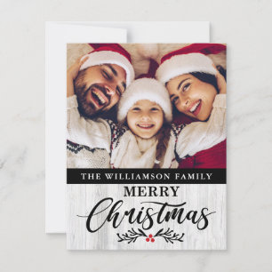 Moderne Rustic Wood Familie Foto Kerstmis Kaart