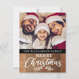 Moderne Rustic Wood Familie Foto Kerstmis Kaart