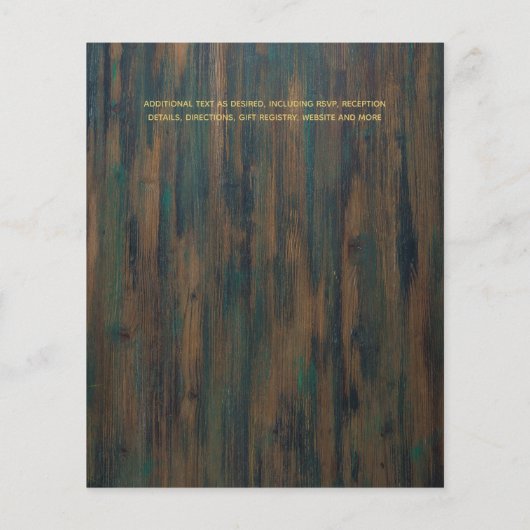 Moderne Rustic Wood Gold Budget Wedding Invites (Achterkant)