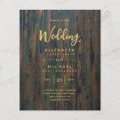 Moderne Rustic Wood Gold Budget Wedding Invites (Voorkant)