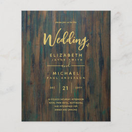 Moderne Rustic Wood Gold Budget Wedding Invites