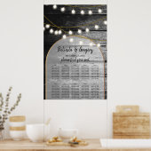 Moderne Rustic Wood Lights Wedding Seating Chart Poster (Keuken)