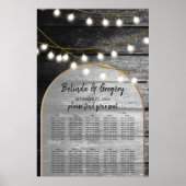 Moderne Rustic Wood Lights Wedding Seating Chart Poster (Voorkant)