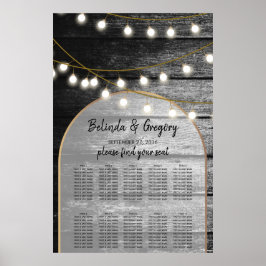 Moderne Rustic Wood Lights Wedding Seating Chart Poster