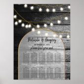 Moderne Rustic Wood Lights Wedding Seating Chart Poster (Voorkant)