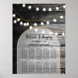 Moderne Rustic Wood Lights Wedding Seating Chart Poster