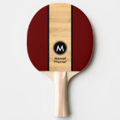 Moderne Rustic Wood Monogram Tafeltennisbatje (Voorkant)