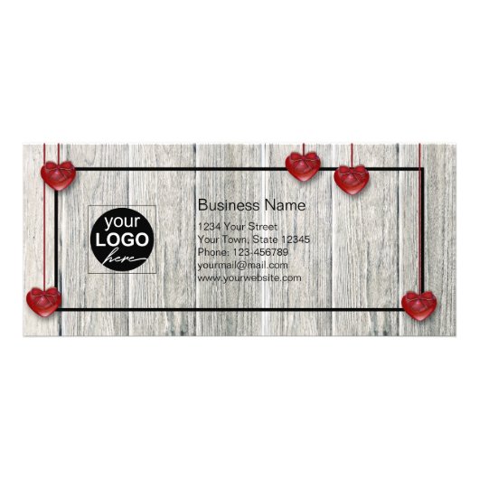 Moderne Rustic Wood Valentijnsdag Harting Korting Reclamekaart (Achterkant)