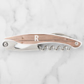 Moderne Rustic Wooden Monogram fles Kurkentrekker (Voorkant)