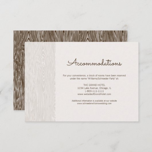 Moderne Rustic Woodgrain Bodding Card Informatiekaartje (Voorkant / Achterkant)