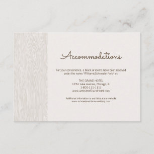 Moderne Rustic Woodgrain Bodding Card Informatiekaartje
