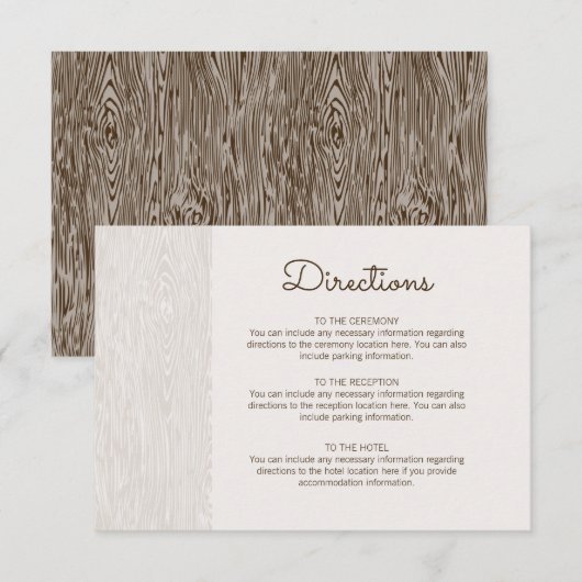 Moderne Rustic Woodgrain Wedding Kaart (Voorkant / Achterkant)
