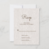 Moderne Rustic Woodgrain Wedding RSVP Kaart (Voorkant)