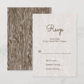 Moderne Rustic Woodgrain Wedding RSVP Kaart (Voorkant / Achterkant)