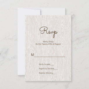 Moderne Rustic Woodgrain Wedding RSVP Kaart