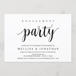 Moderne Rustic, zwart, Engagement Party Kaart