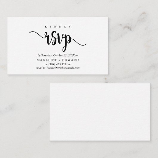 Moderne Rustic, zwart Manuscript, RSVP antwoord Informatiekaartje (Voorkant / Achterkant)
