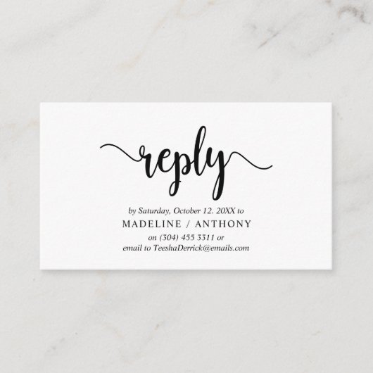 Moderne Rustic, zwart Manuscript, RSVP antwoordt Informatiekaartje (Voorkant)