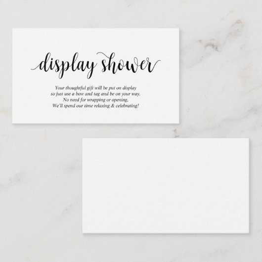 Moderne Rustic, zwart script, Display Shower Informatiekaartje (Voorkant / Achterkant)